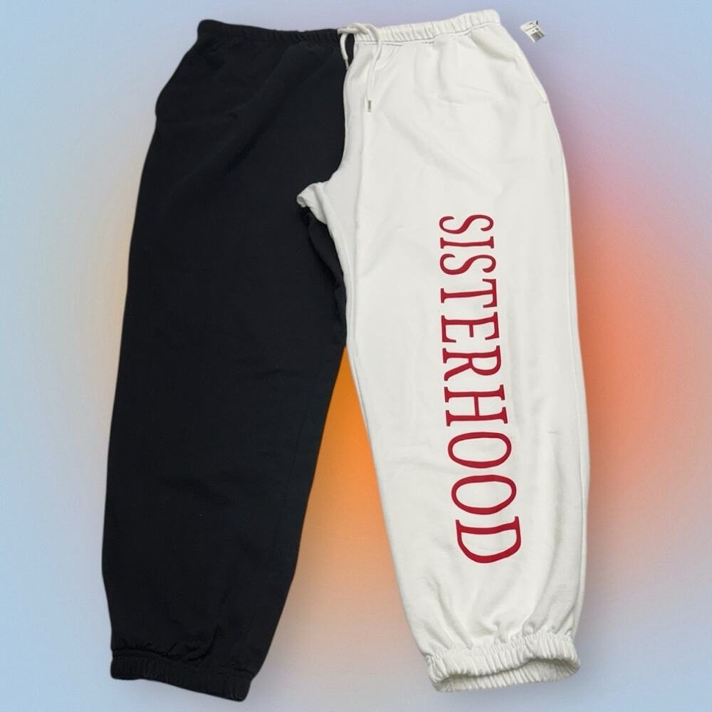 ULTRA FLIRT Women’s 1X SISTERHOOD Color Block Jogger Sweatpants